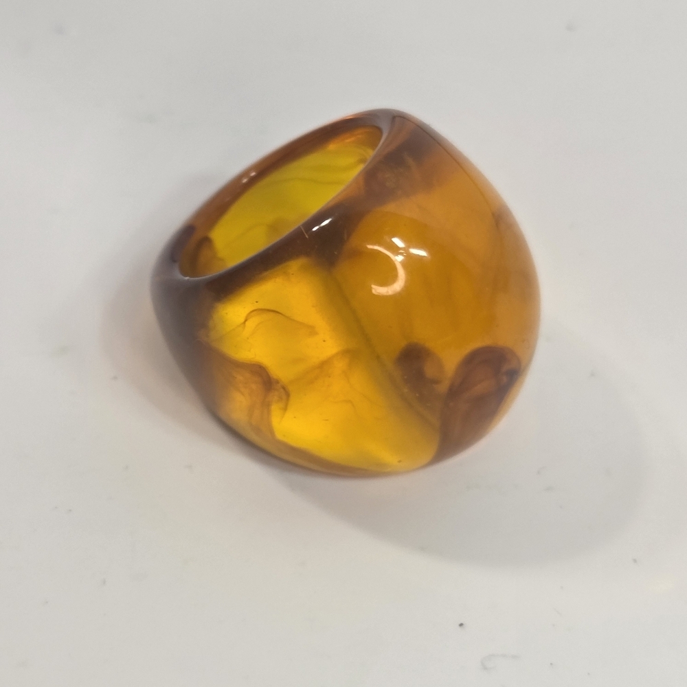solid formed baltic amber dome ring sz 4.5 solid natural Earthy
